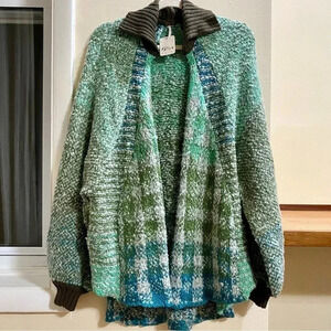 New Free People Time After Time Cardigan Sweater Jacket in Green Jade Medium